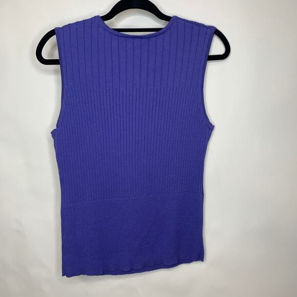 Purple Ribbed Sweater Shell Sleeveless Sz Large - Picture 6 of 7